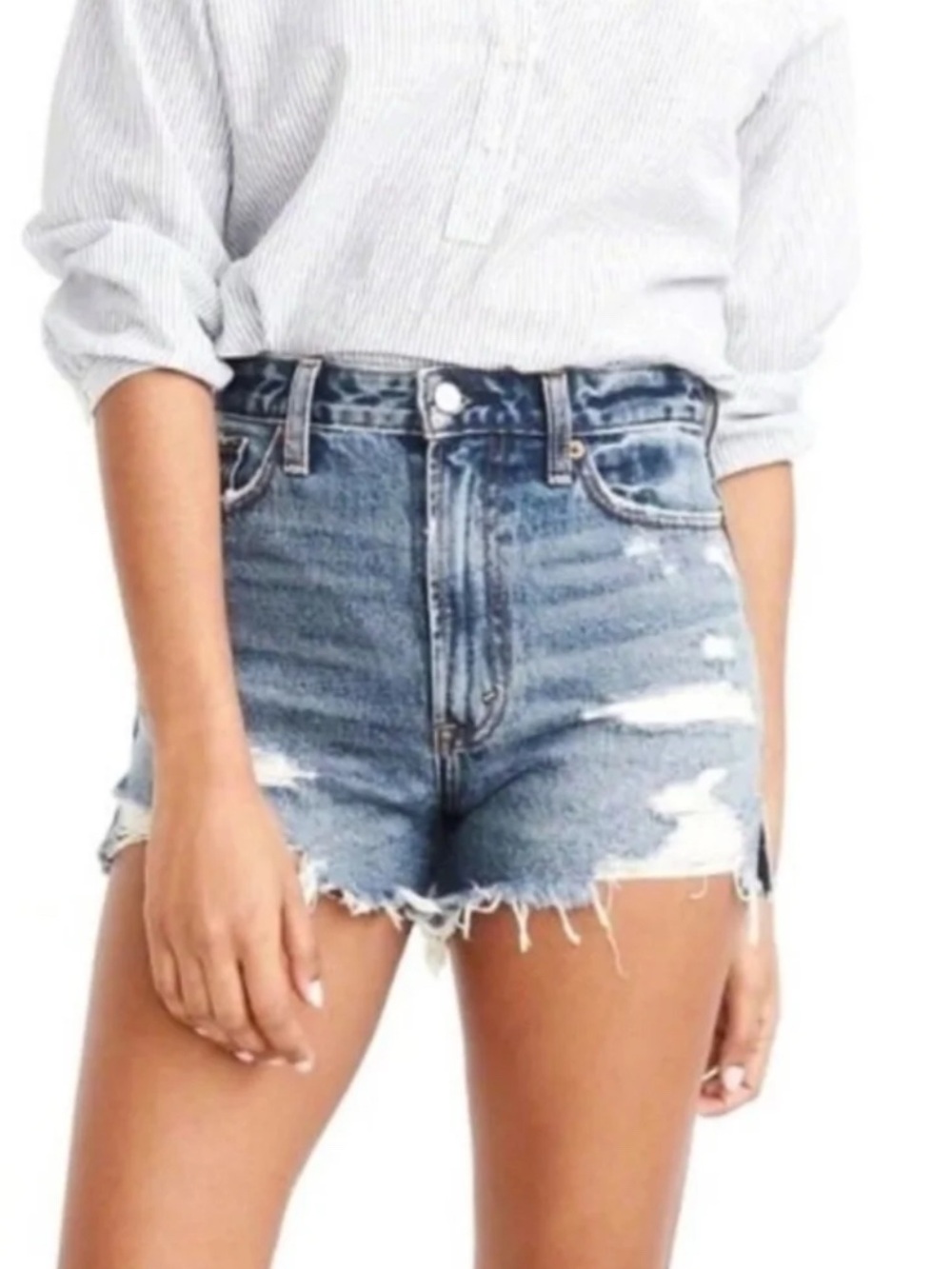 NWT Abercrombie Annie High Rise Distressed Denim Cutoff Shorts Size 27
